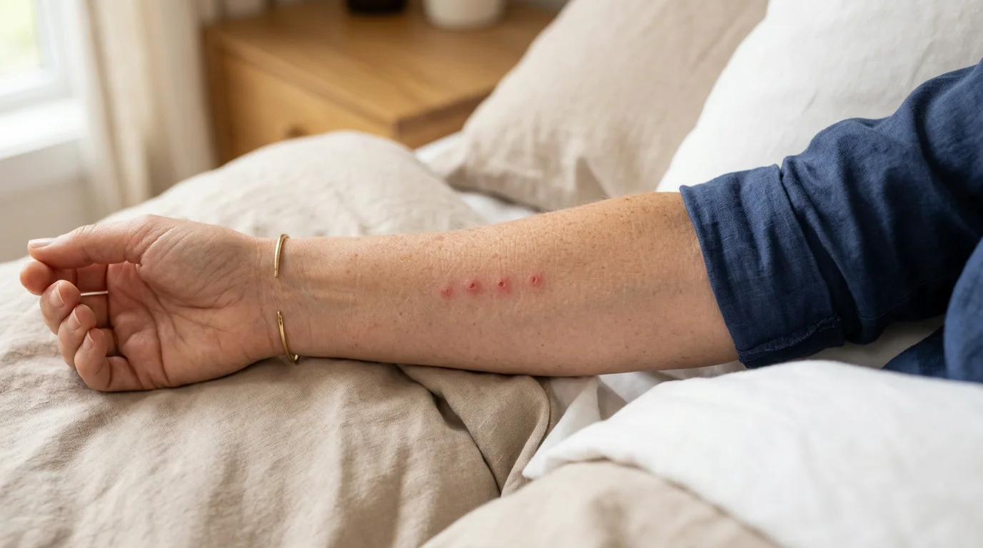Piqûres de punaises de lit alignées sur un avant-bras