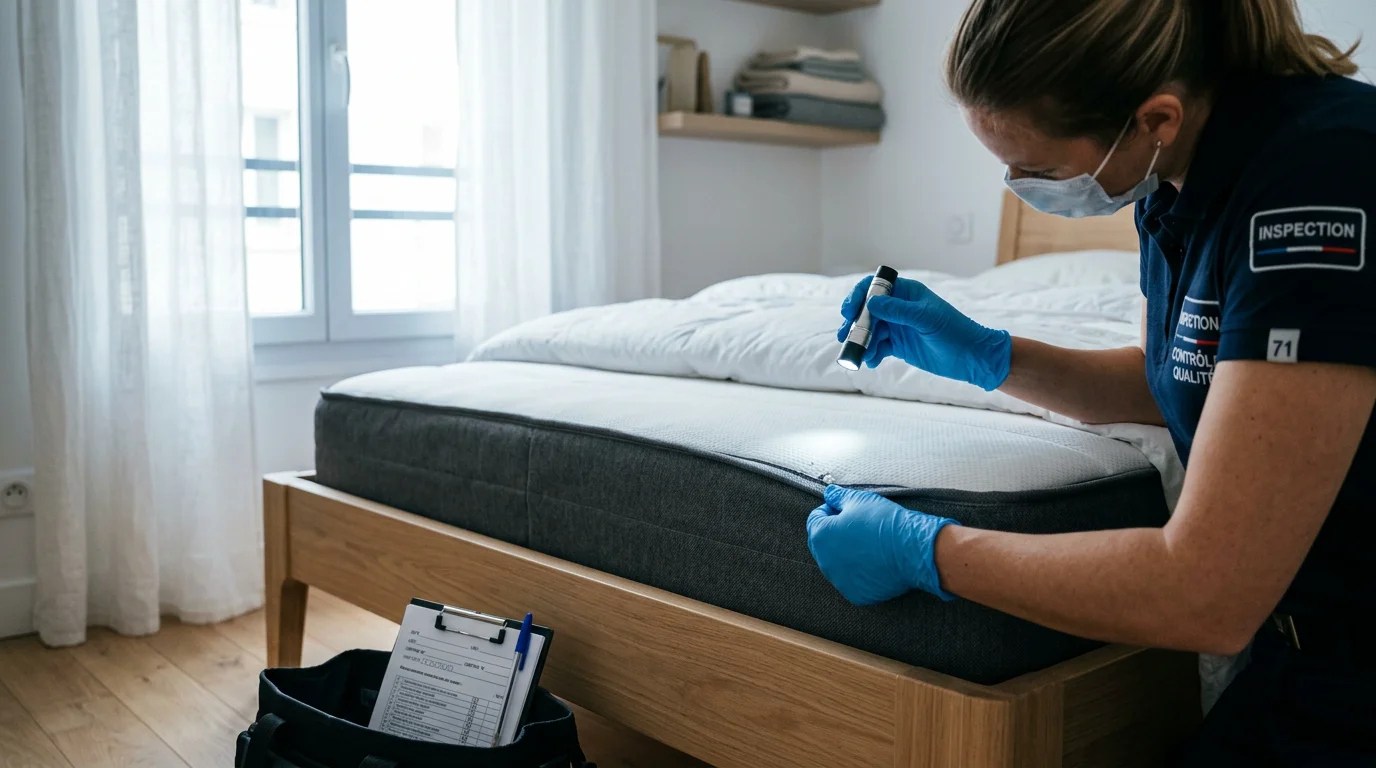 Inspection d'un matelas à la recherche de punaises de lit